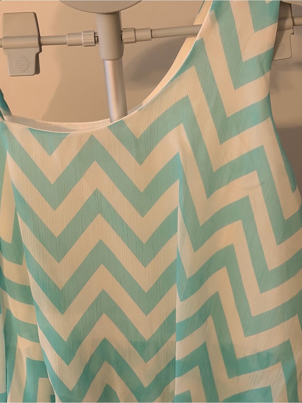 Disorderly Kids Girls Chevron Tiered Sundress in Aqua and White - Picture 6 of 12